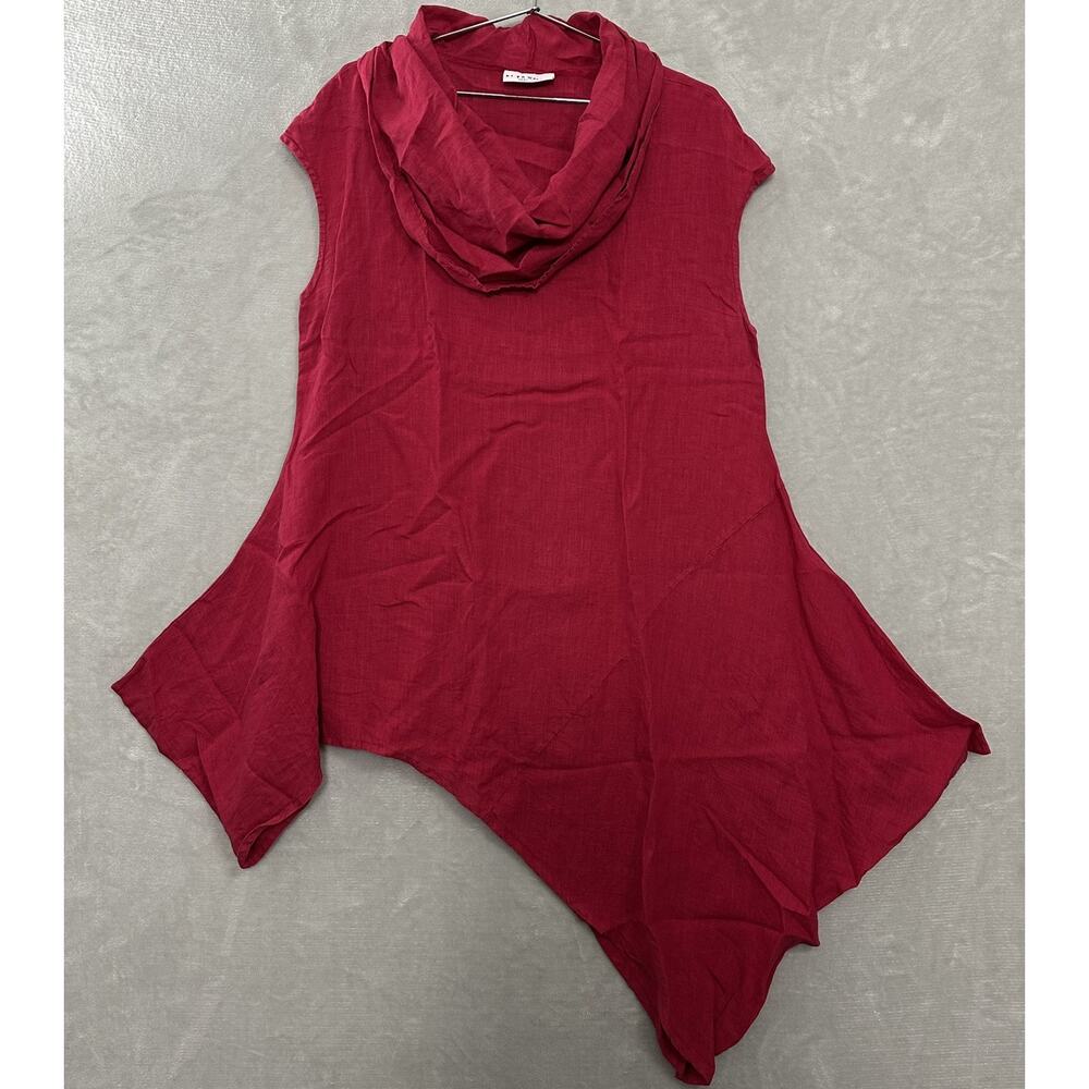 Bryn Walker Oversized Lagenlook Tunic Duster Red Artsy Christmas Women’s Large‎